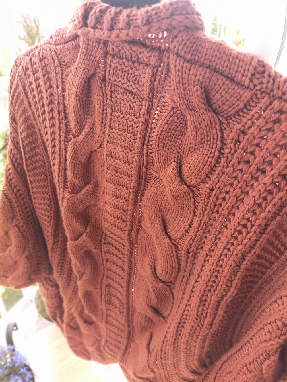Pink Martini Women’s Brick Brown Cable Knit Open Cardigan Sweater - Picture 3 of 7